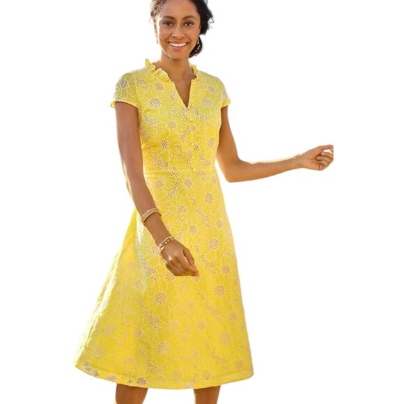 Talbots Dresses & Skirts - Talbots Women's Floral Eyelet Fit & Flare Summer Dress Preppy Patchwork Coquette